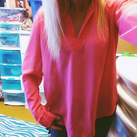 Bright pink chiffon blouse - Picture 5 of 7